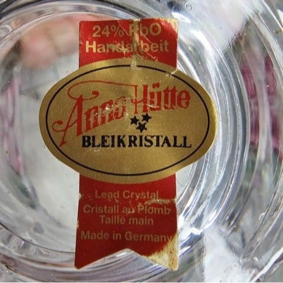 Anne Hutte Bleikristall Lead Crystal Basket 24% P.bO Made in Germany Pink/Green - Picture 7 of 7
